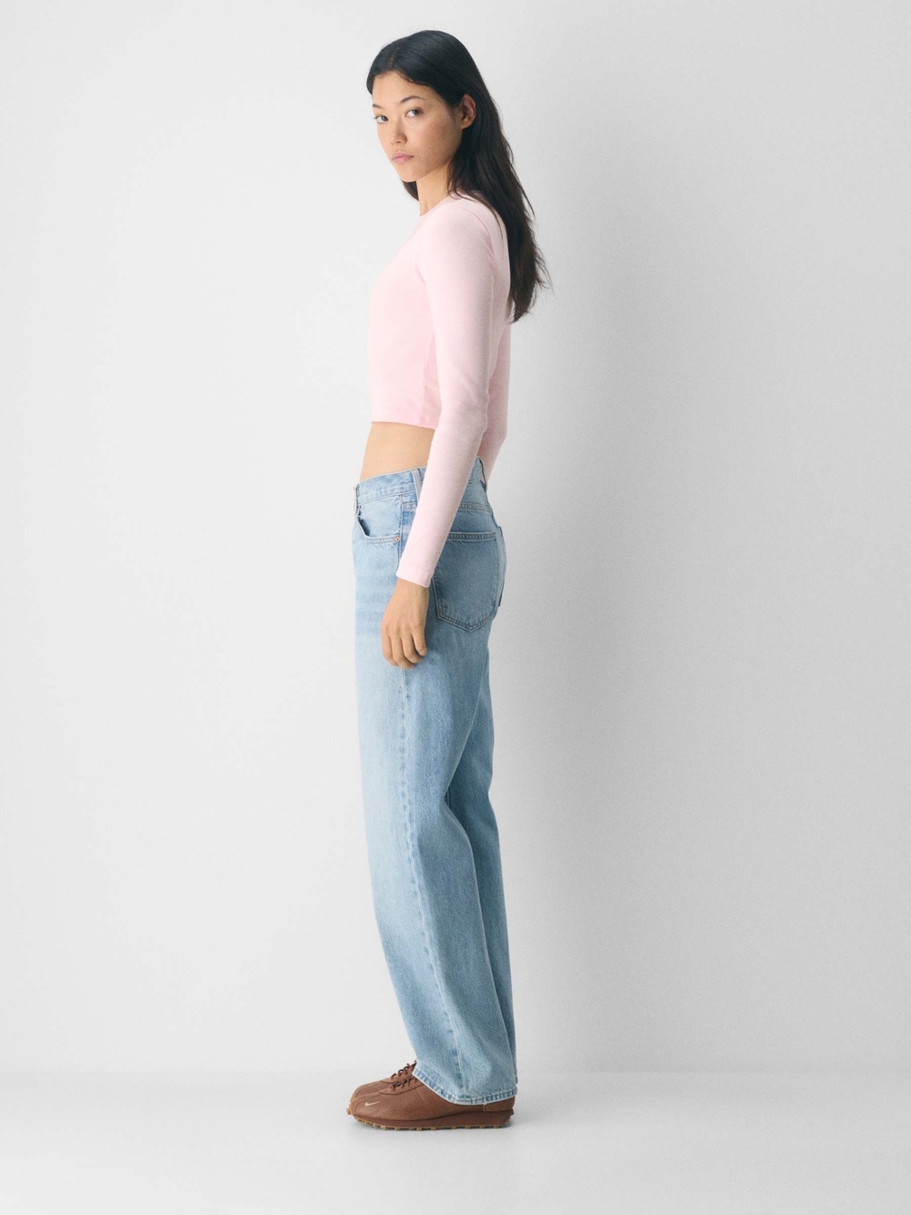 TNA Pale Pink Long-Sleeve Cropped Top - Picture 2 of 15